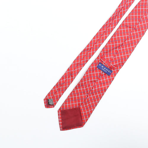 Frangi Mens Red Plaids & Checks Silk Pointed Tie One Size