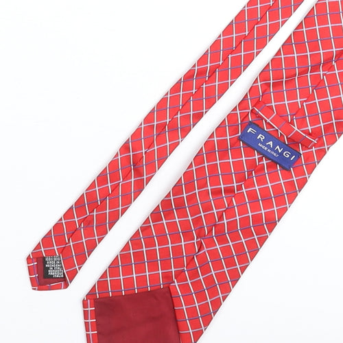 Frangi Mens Red Plaids & Checks Silk Pointed Tie One Size