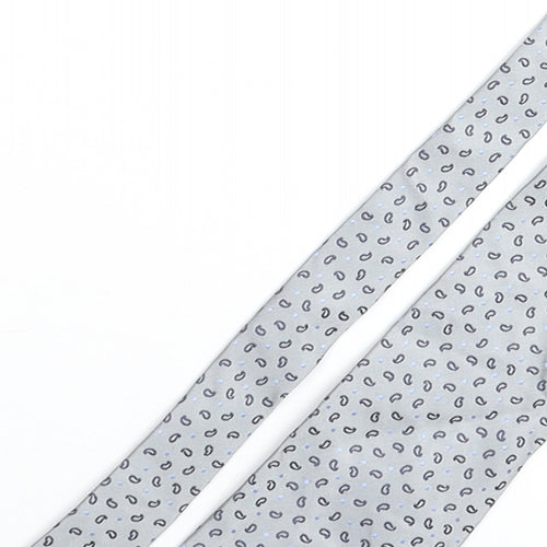 Van Heusen Mens Grey Geometric Silk Pointed Tie One Size