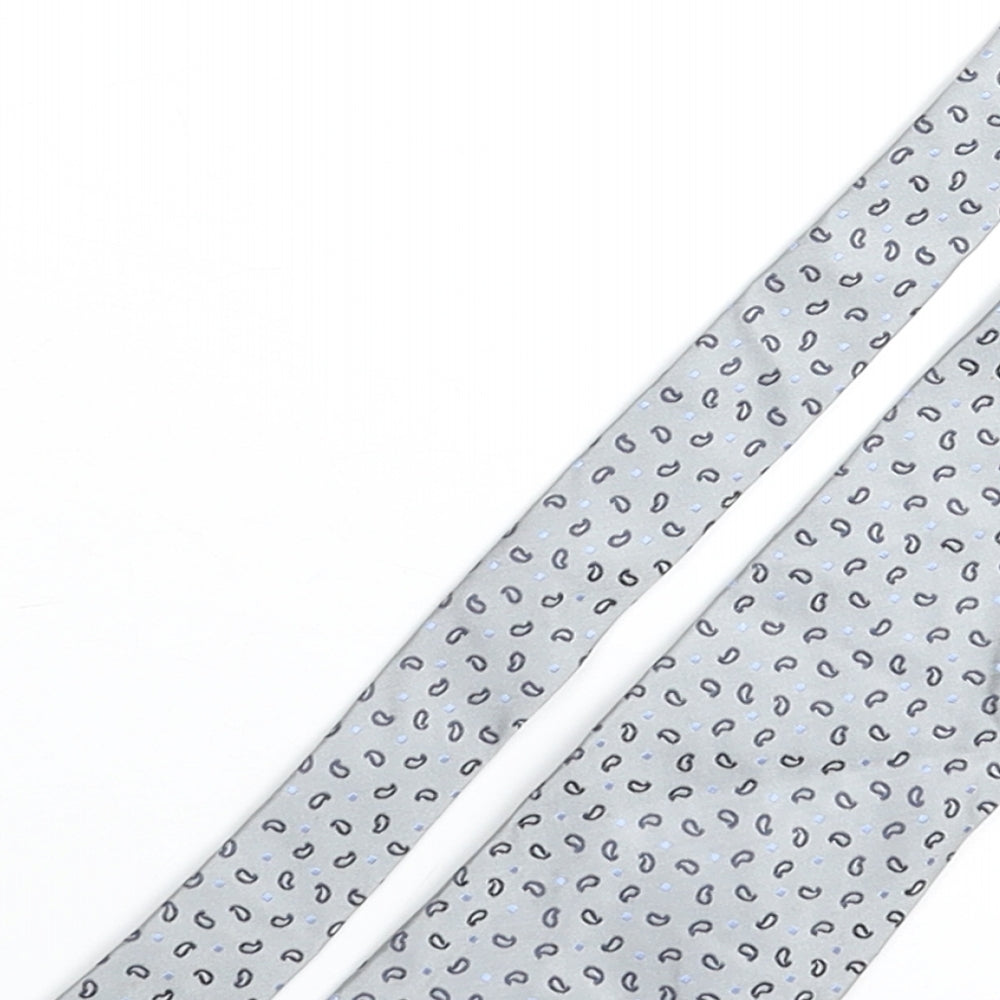 Van Heusen Mens Grey Geometric Silk Pointed Tie One Size
