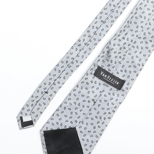 Van Heusen Mens Grey Geometric Silk Pointed Tie One Size