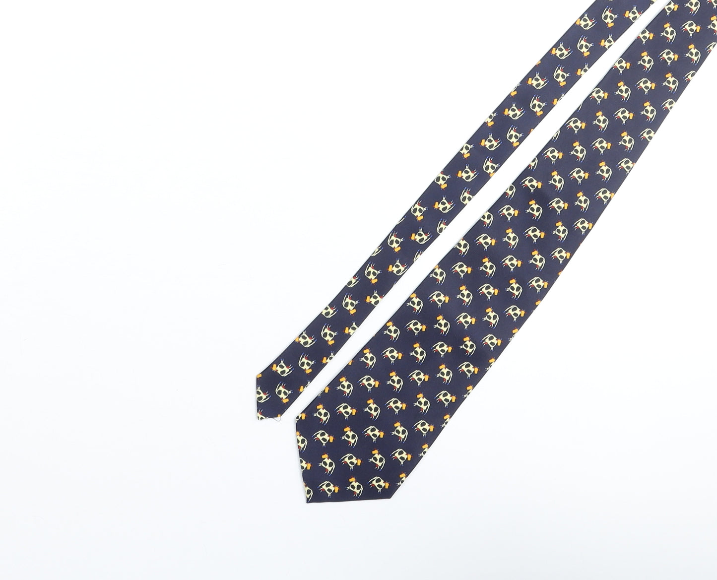 Christian Armand Mens Blue Geometric Silk Pointed Tie One Size - Cow Print