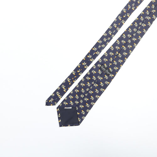 Christian Armand Mens Blue Geometric Silk Pointed Tie One Size - Cow Print