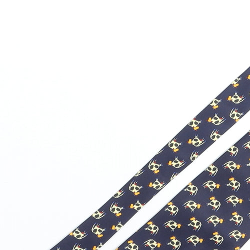 Christian Armand Mens Blue Geometric Silk Pointed Tie One Size - Cow Print