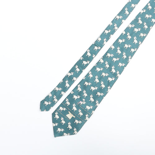 Berkertex Mens Blue Geometric Polyester Pointed Tie One Size - Sheep Print