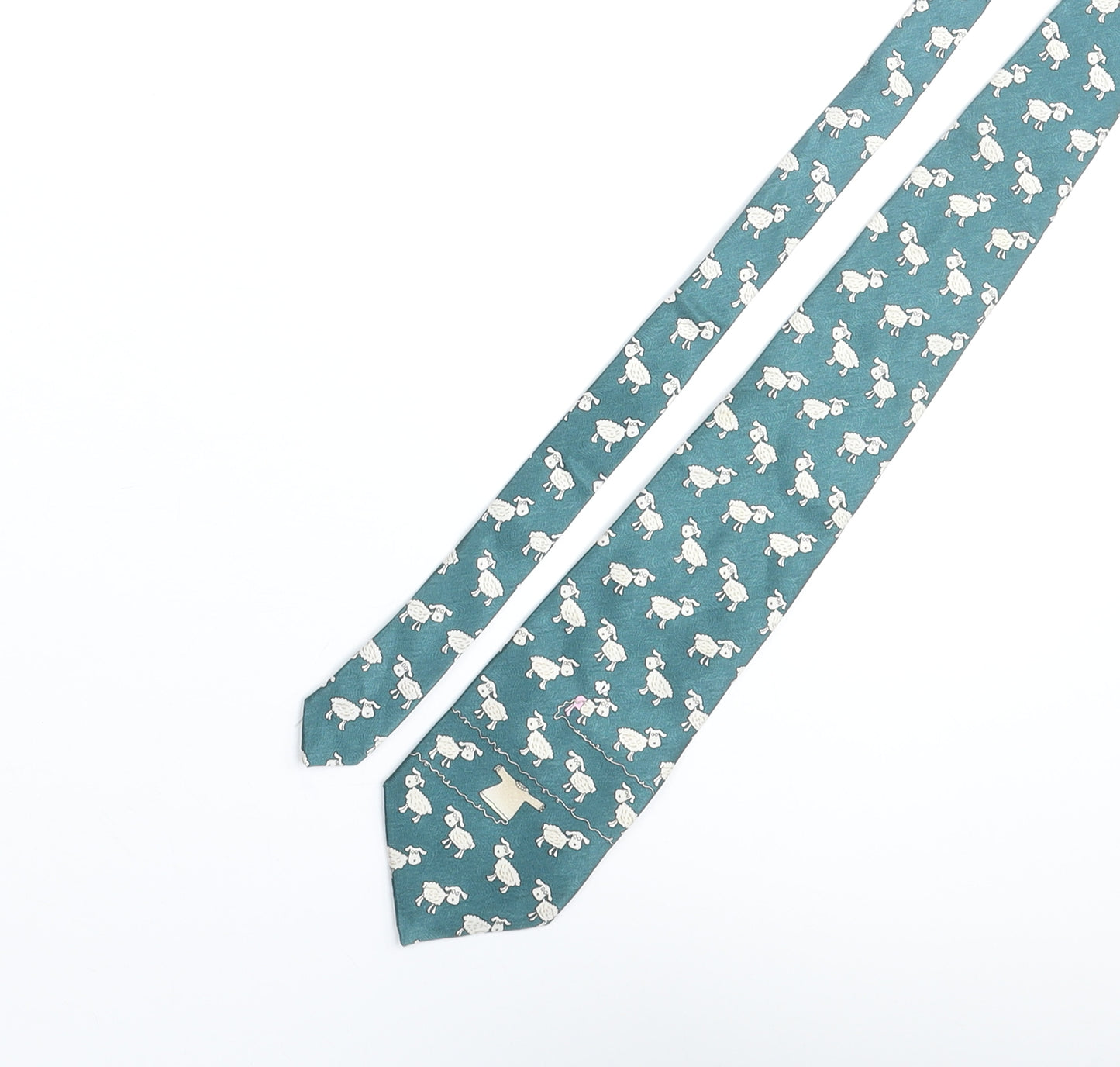 Berkertex Mens Blue Geometric Polyester Pointed Tie One Size - Sheep Print