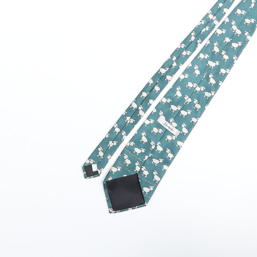 Berkertex Mens Blue Geometric Polyester Pointed Tie One Size - Sheep Print