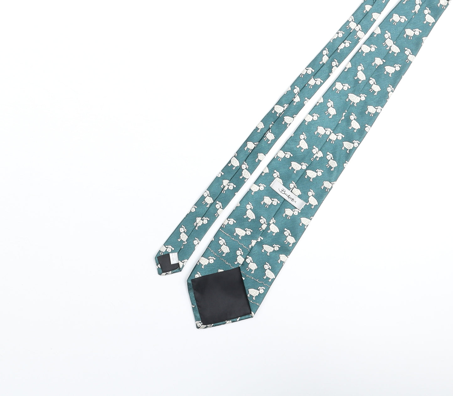 Berkertex Mens Blue Geometric Polyester Pointed Tie One Size - Sheep Print