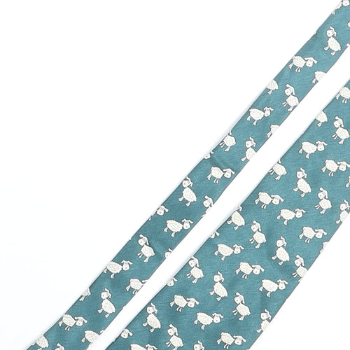 Berkertex Mens Blue Geometric Polyester Pointed Tie One Size - Sheep Print