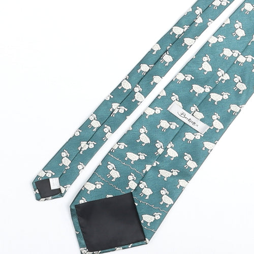 Berkertex Mens Blue Geometric Polyester Pointed Tie One Size - Sheep Print