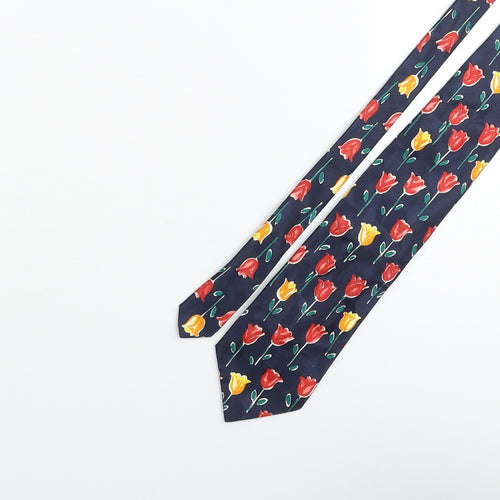 St Michael Mens Blue Floral Polyester Pointed Tie One Size