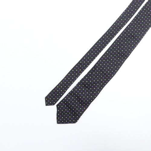 Ascot Mens Black Geometric Silk Pointed Tie One Size