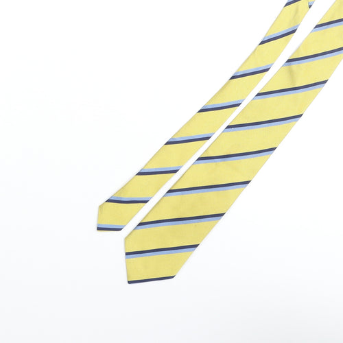 Cravats of London Mens Yellow Striped Silk Pointed Tie One Size