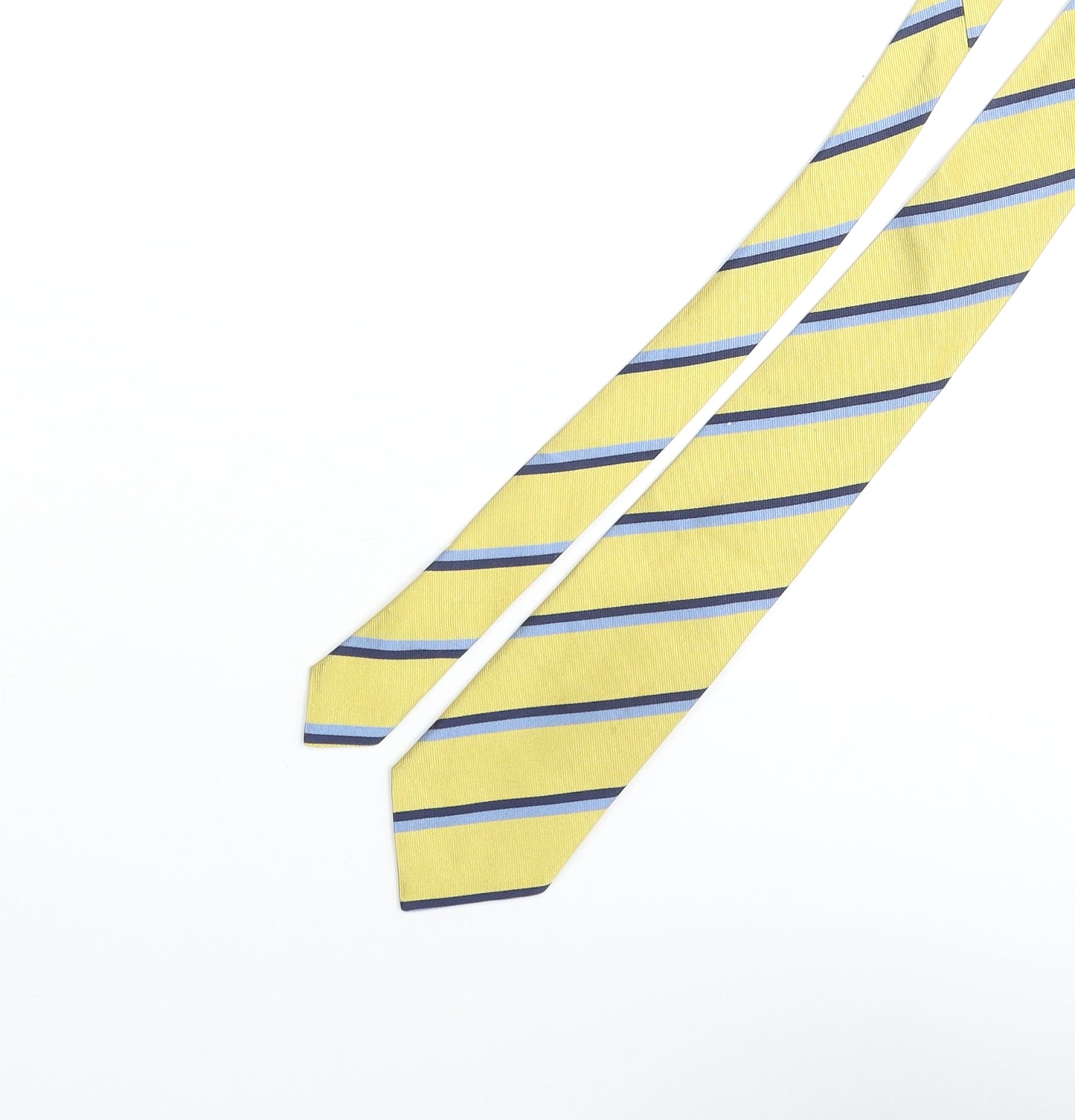 Cravats of London Mens Yellow Striped Silk Pointed Tie One Size