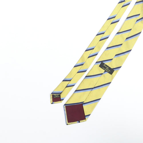 Cravats of London Mens Yellow Striped Silk Pointed Tie One Size