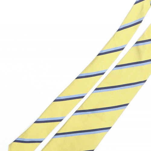 Cravats of London Mens Yellow Striped Silk Pointed Tie One Size