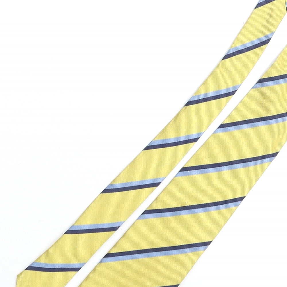 Cravats of London Mens Yellow Striped Silk Pointed Tie One Size