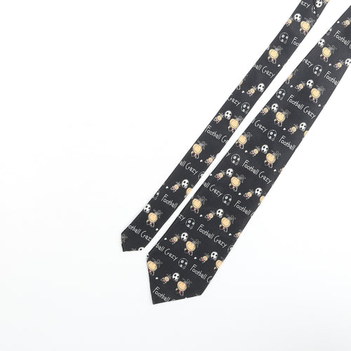 Bubblegum Mens Black Geometric Polyester Pointed Tie One Size - Football Crazy