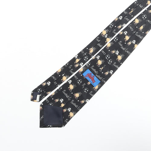 Bubblegum Mens Black Geometric Polyester Pointed Tie One Size - Football Crazy