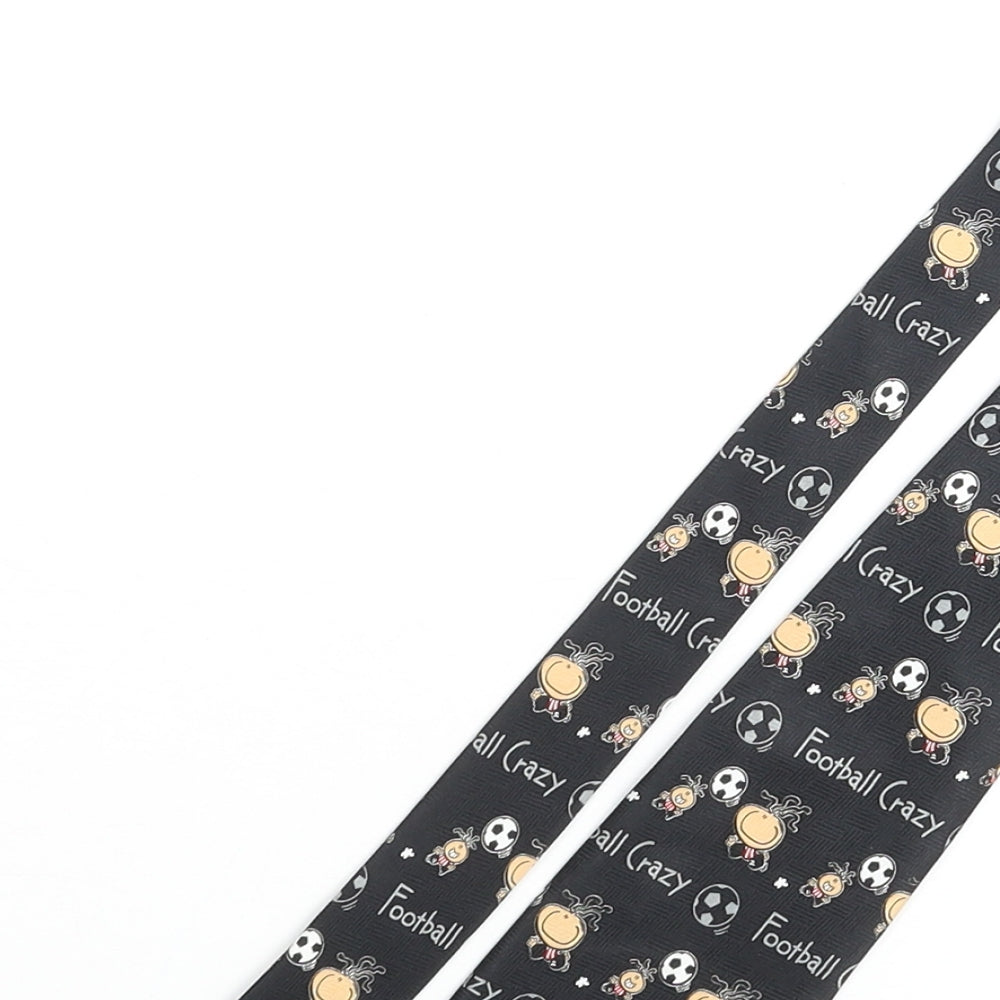 Bubblegum Mens Black Geometric Polyester Pointed Tie One Size - Football Crazy
