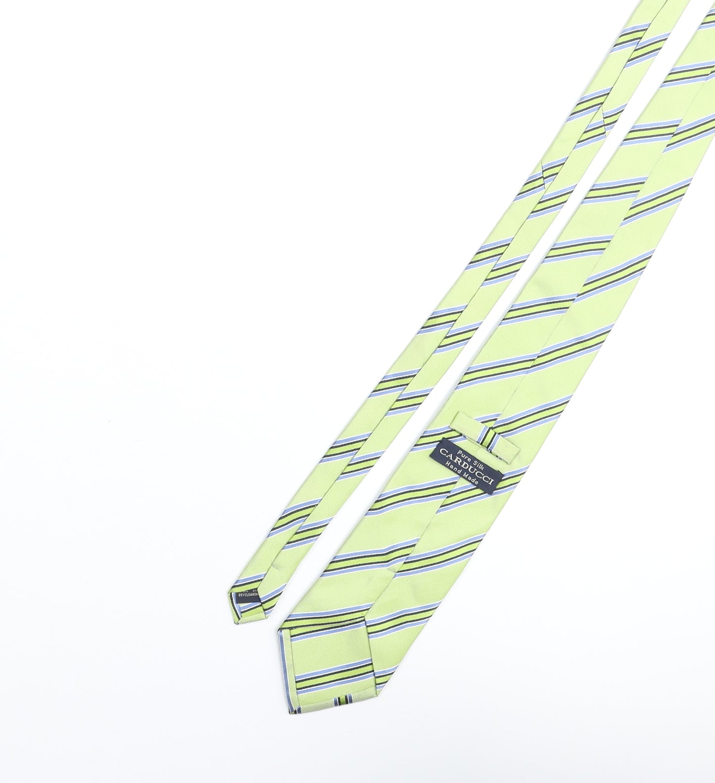 Carducci Mens Green Striped Silk Pointed Tie One Size