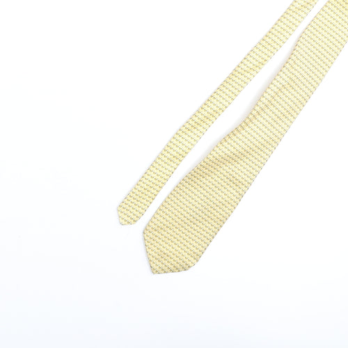 Sebastian Andrew Mens Yellow Geometric Silk Pointed Tie One Size