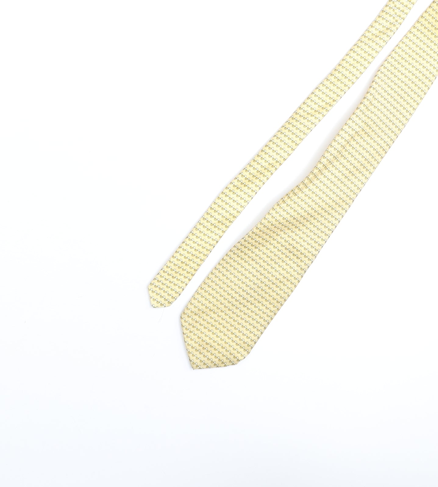 Sebastian Andrew Mens Yellow Geometric Silk Pointed Tie One Size