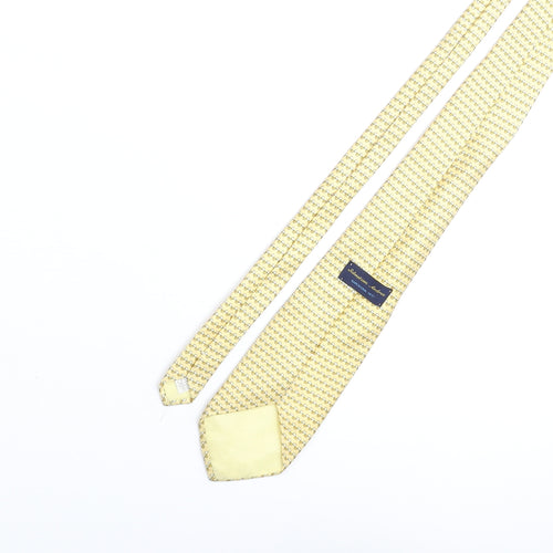 Sebastian Andrew Mens Yellow Geometric Silk Pointed Tie One Size