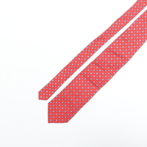 Frangi Mens Red Geometric Silk Pointed Tie One Size