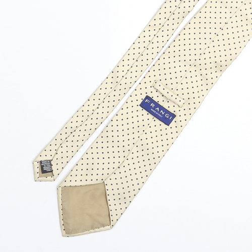 Frangi Mens Beige Polka Dot Silk Pointed Tie One Size