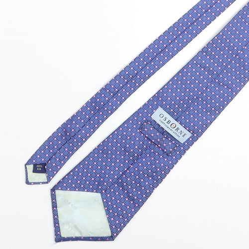 Osborne Mens Blue Plaids & Checks Silk Pointed Tie One Size