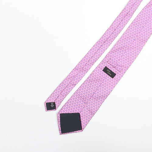 John Lewis Mens Pink Geometric Silk Pointed Tie One Size