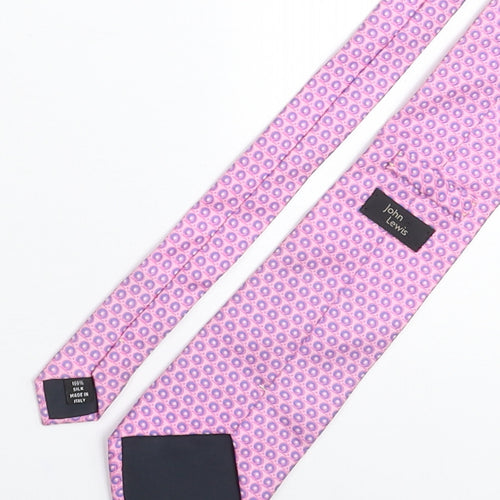 John Lewis Mens Pink Geometric Silk Pointed Tie One Size