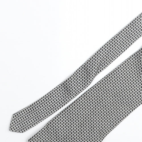 Frazer Mens Grey Geometric Silk Pointed Tie One Size