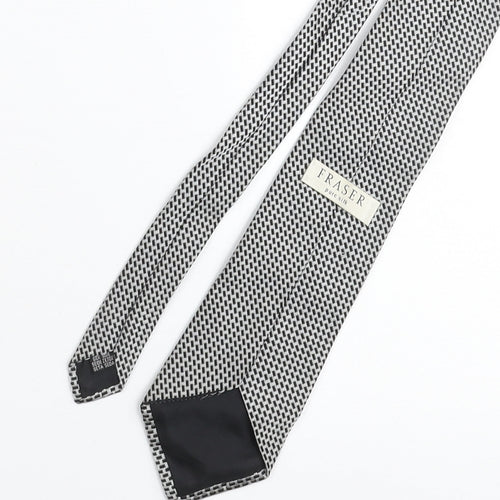 Frazer Mens Grey Geometric Silk Pointed Tie One Size