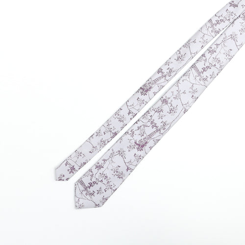 Duffer of St. George Mens Purple Floral Polyester Pointed Tie One Size