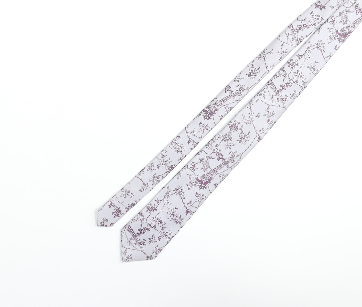 Duffer of St. George Mens Purple Floral Polyester Pointed Tie One Size