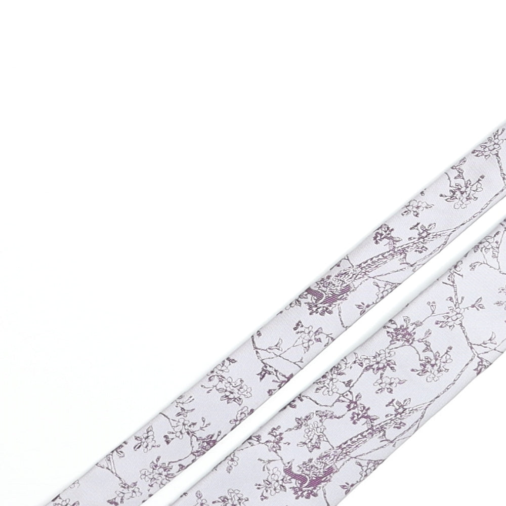 Duffer of St. George Mens Purple Floral Polyester Pointed Tie One Size