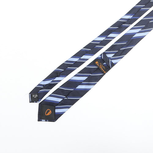 Ben Sherman Mens Blue Striped Silk Pointed Tie One Size