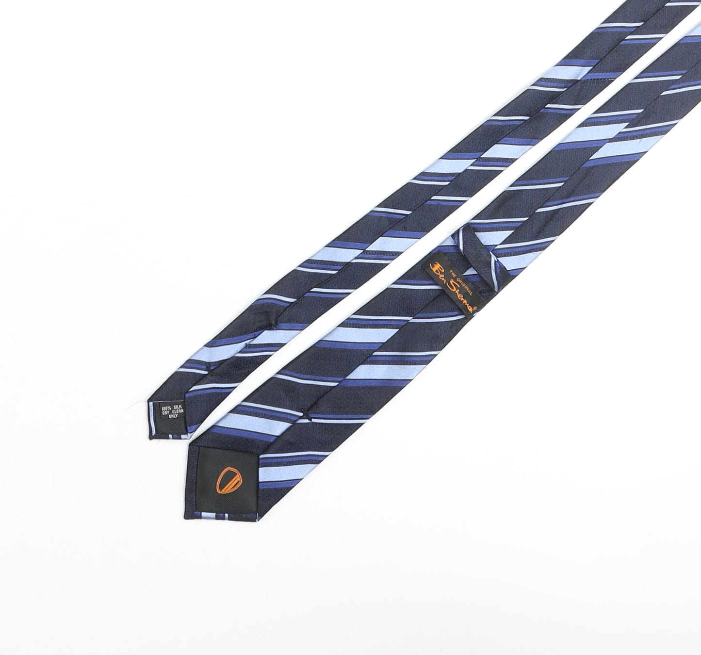 Ben Sherman Mens Blue Striped Silk Pointed Tie One Size