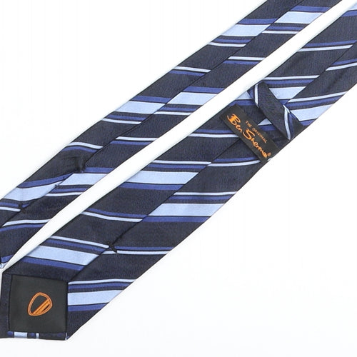 Ben Sherman Mens Blue Striped Silk Pointed Tie One Size