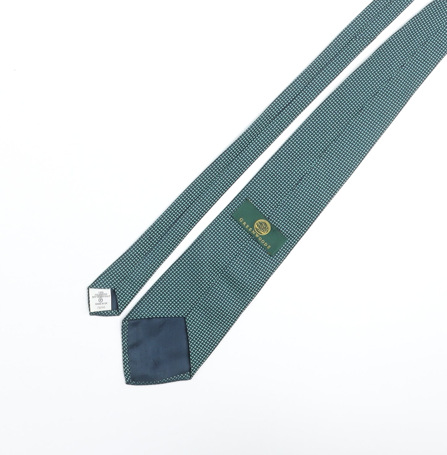 Greenwoods Mens Green Geometric Polyester Pointed Tie One Size