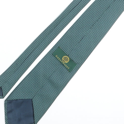 Greenwoods Mens Green Geometric Polyester Pointed Tie One Size