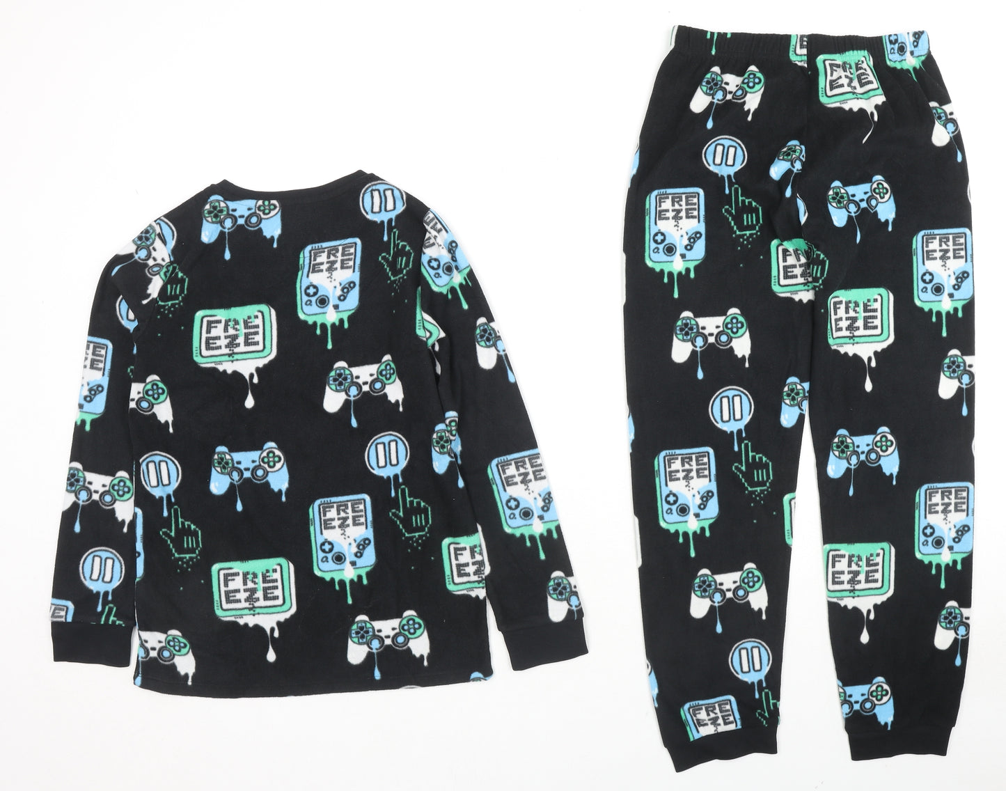 Marks and Spencer Boys Black Geometric Polyester Pyjama Set Size 11-12 Years Pullover - Gamer Freeze