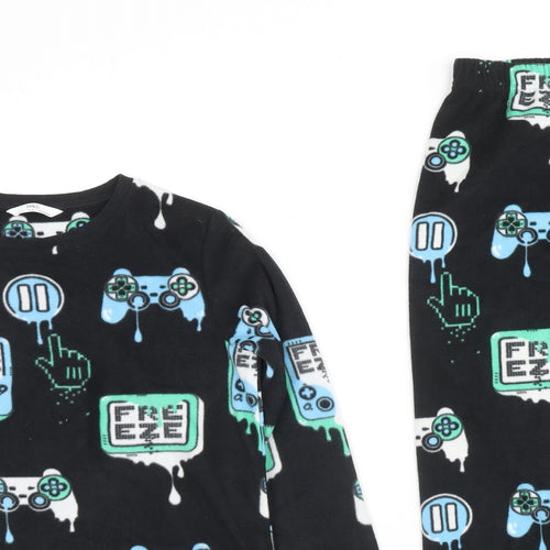 Marks and Spencer Boys Black Geometric Polyester Pyjama Set Size 11-12 Years Pullover - Gamer Freeze