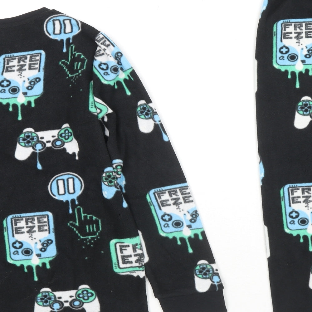 Marks and Spencer Boys Black Geometric Polyester Pyjama Set Size 11-12 Years Pullover - Gamer Freeze