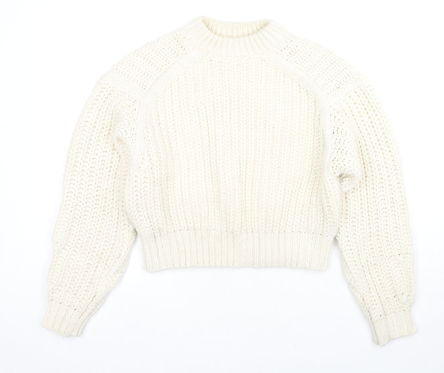 H&M Womens White Roll Neck Polyester Pullover Jumper Size XS