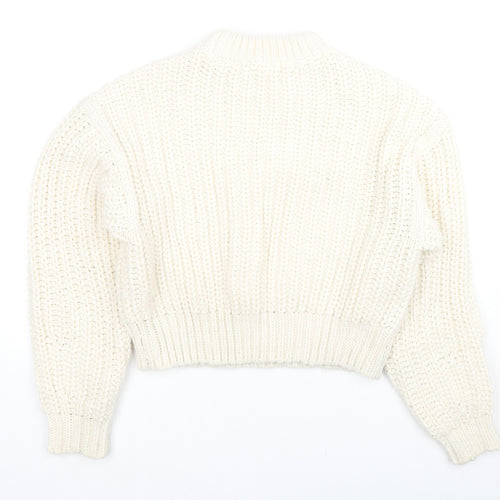 H&M Womens White Roll Neck Polyester Pullover Jumper Size XS