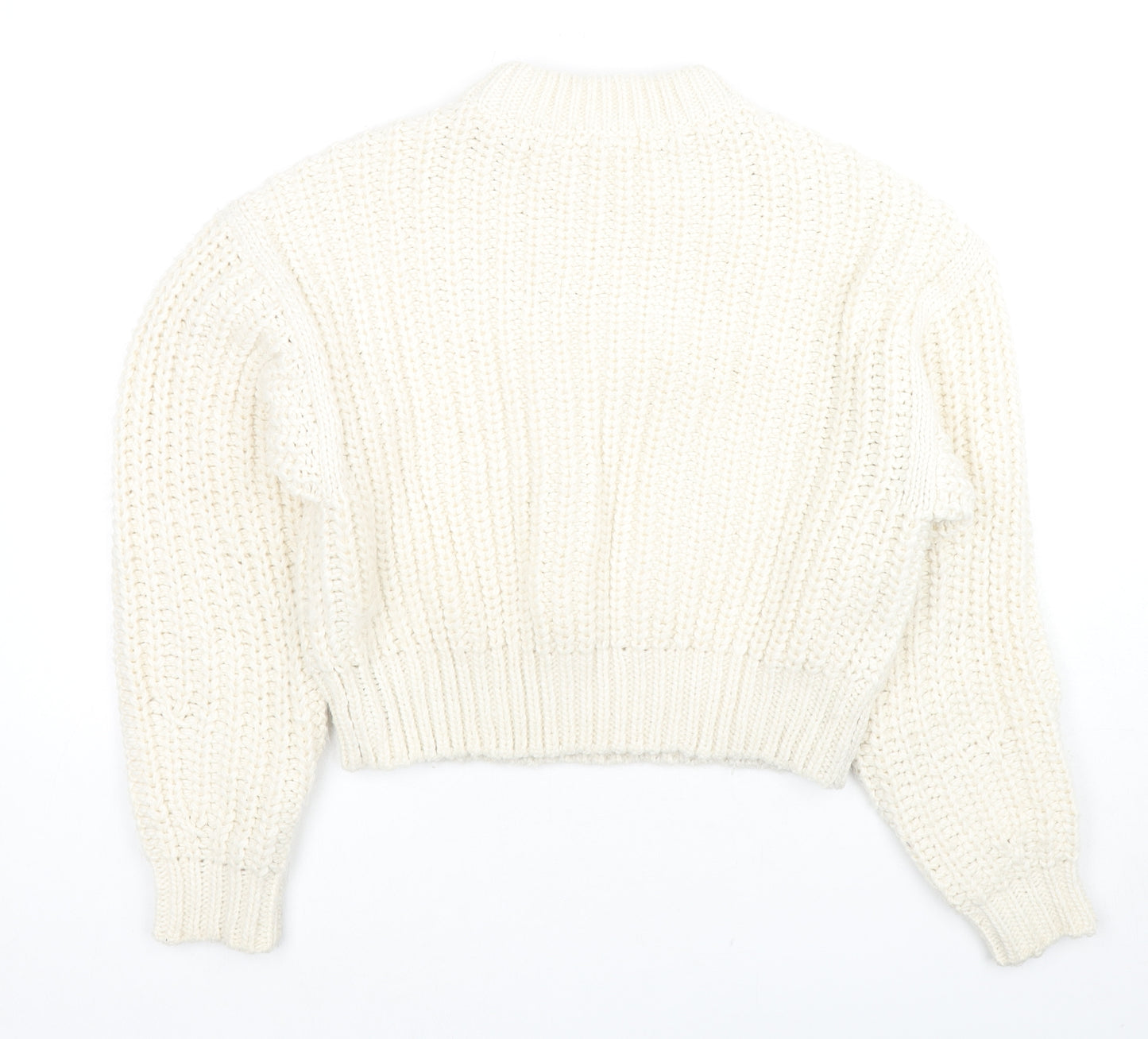 H&M Womens White Roll Neck Polyester Pullover Jumper Size XS