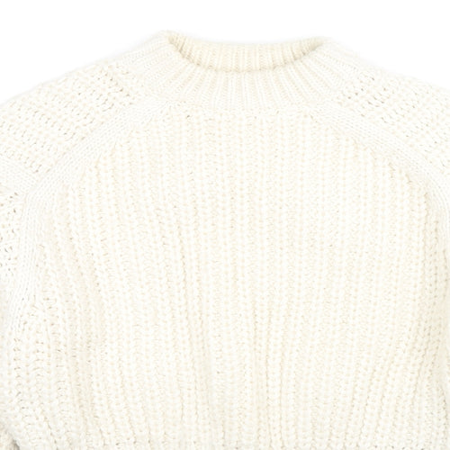 H&M Womens White Roll Neck Polyester Pullover Jumper Size XS